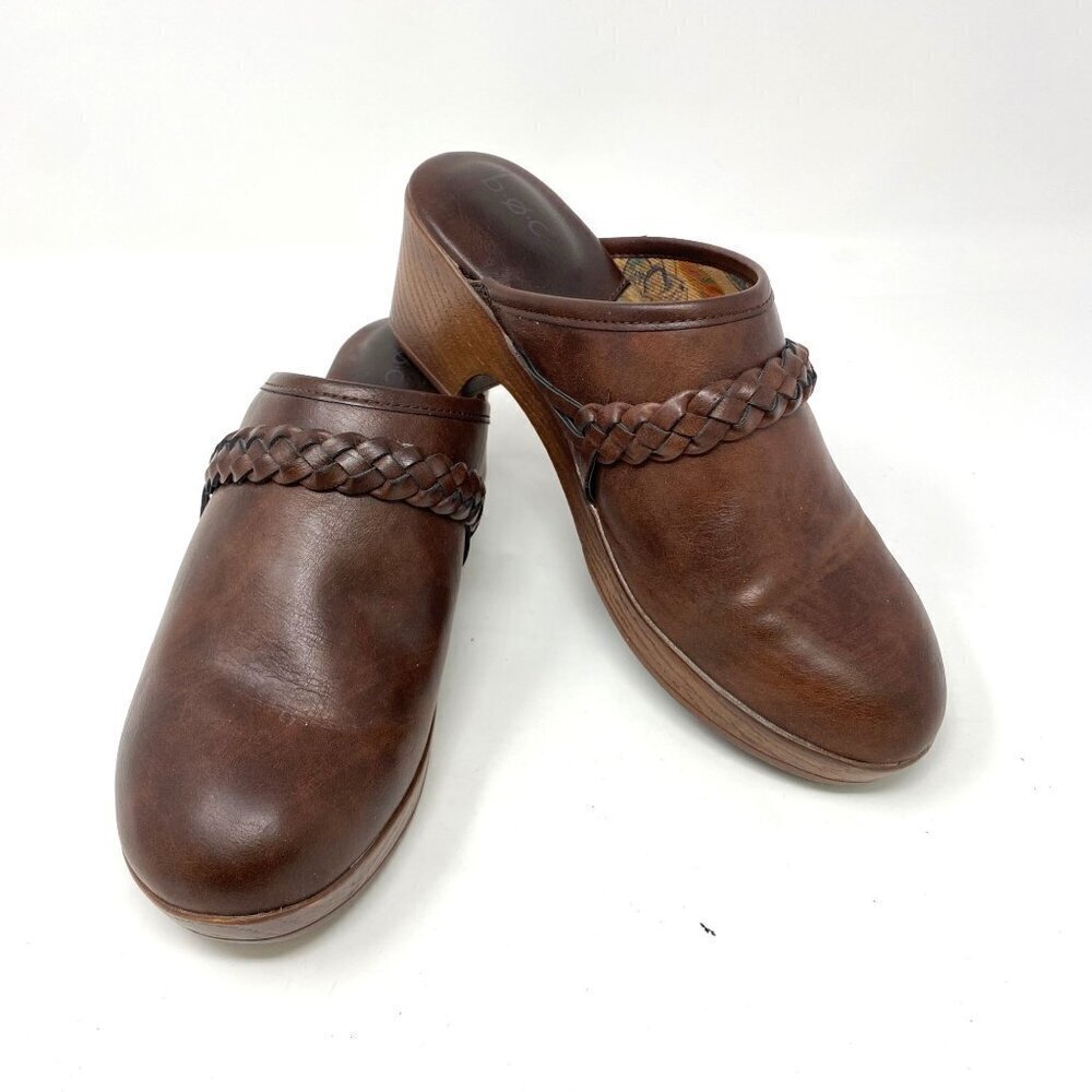 BOC Brown Braided Clog Mule Slip On Comfort Work Size 9M Preowned